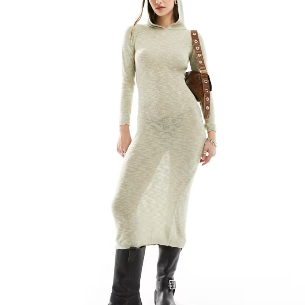 Collusion Hooded Maxi Knitted Dress
